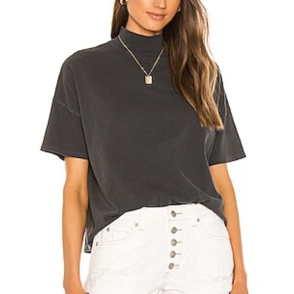 we the free boxy crop black tee fearless
